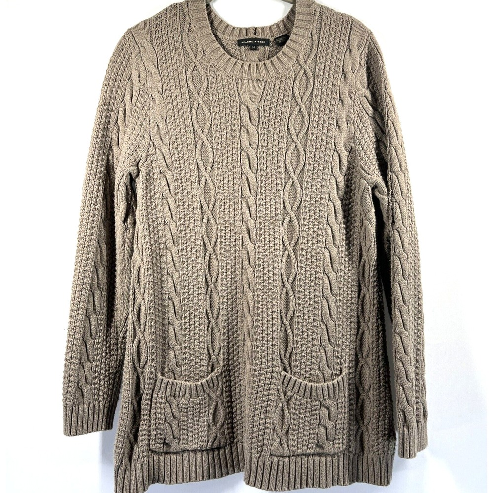 Jeanne Pierre Women's Sweater Size M Crew Neck Cable Stitch Pullover Long Sleeve